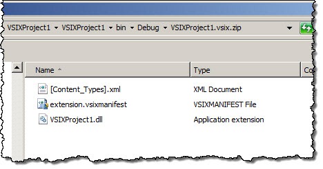 VSIX package with the assembly from the VSIX project included