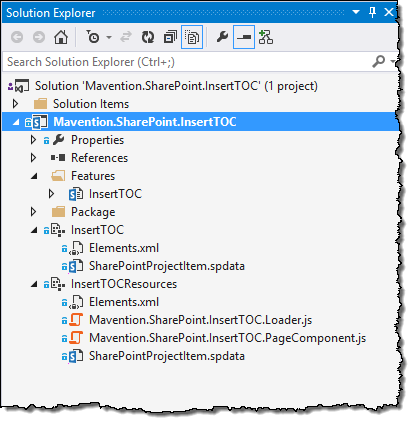 Mavention Insert Table of Contents solution in Visual Studio
