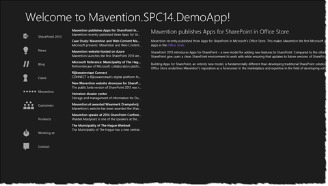 App with navigation loaded dynamically from mavention.com