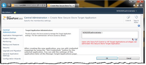 Configuring Target Application Administrator