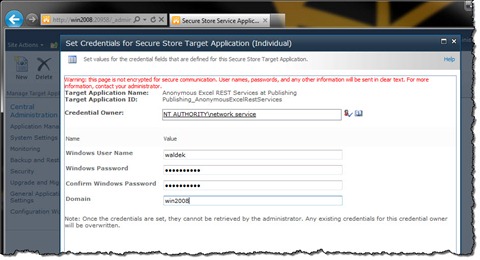 Configuring credentials for the Target Application