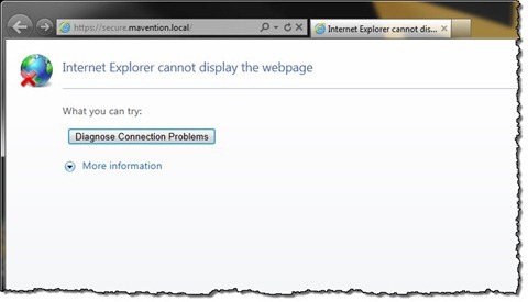 ‘Internet Explorer cannot display the webpage’ error message displayed in browser