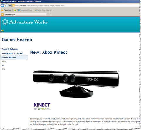 Xbox advertisement displayed for anonymous users who like Xbox