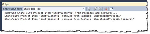 Information about removed SPI references displayed in the Output window
