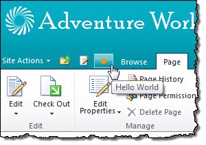 Custom button added to the Quick Access Toolbar