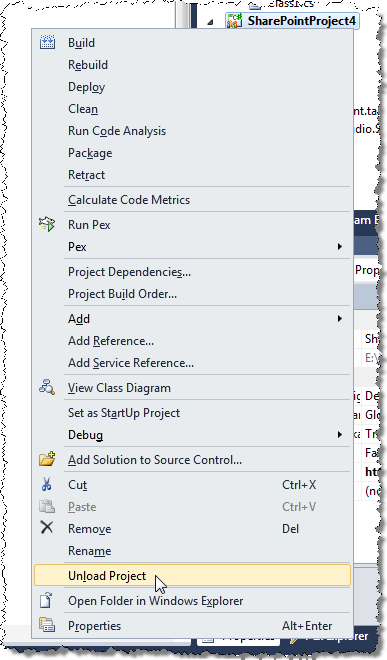 Unloading Project in Visual Studio
