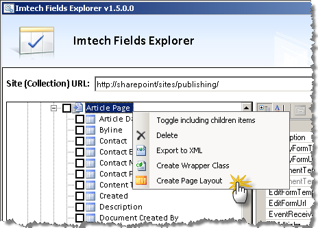 Create Page Layout using Imtech Fields Explorer