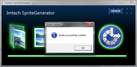 Notification about the application being done with converting the sprite