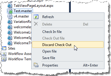 Discarding Check Out in the SharePoint Explorer