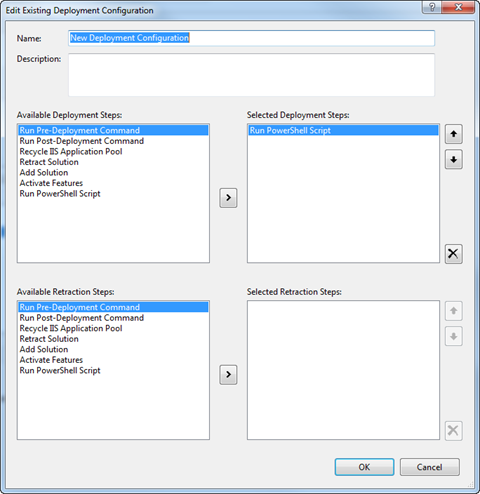 Run PowerShell Script Deployment Step in the Deployment Configuration dialog