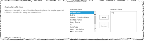URL configuration when publishing a catalog in SharePoint 2013