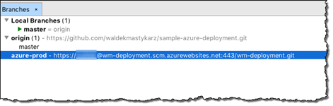 azure-prod repository listed as a remote repository for the sample project
