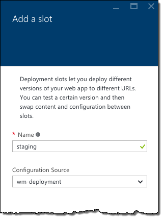 Configuring new Deployment Slot for a Azure Web App