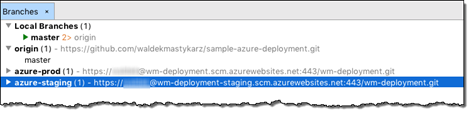 azure-staging repository listed as a remote repository for the sample project
