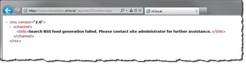 Error message displayed in browser after calling the srchrss.aspx page without any parameters