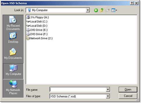 Standard Windows XP/2003 Open/Save file dialog