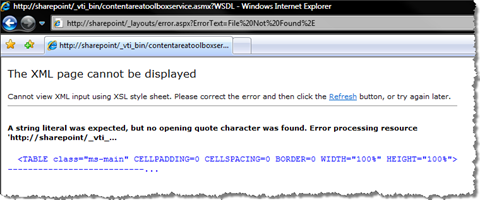 WSDL doesn't exist error when clicked on the Service Description link of the SharePointPublishingToolboxService