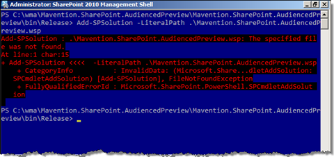 File Not Found exception after providing only the filename instead of the full path to the Add-SPSolution cmdlet