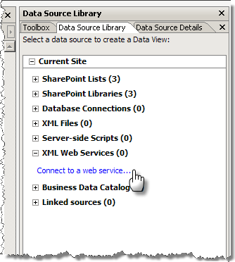 Connecting to a web service data source using SharePoint Designer