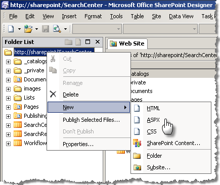 Creating new ASPX page using SharePoint Designer
