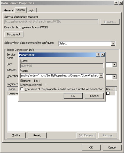 Providing the value for the SharePoint Search Service's queryXml parameter in SharePoint Designer