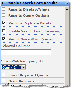 Configuring Results Query Options in the People Search Core Results Web Part