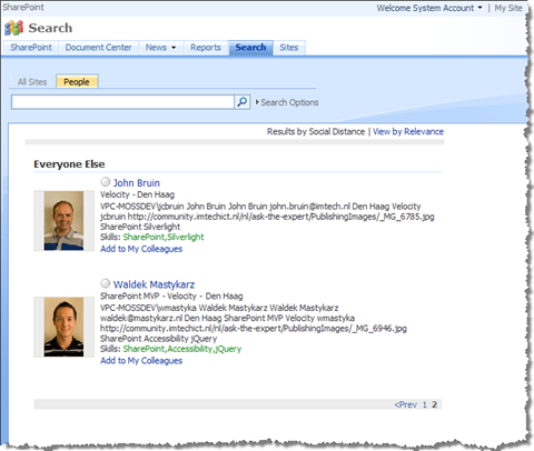 People Search displays some users with paging controls without providing any search query
