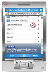 Overview of all sites located under the current site in Imtech Mobile SharePoint