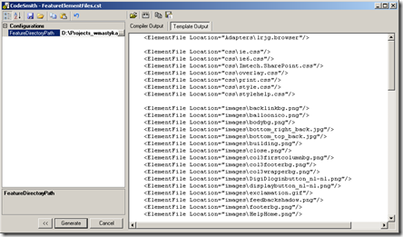 Generating the contents of Feature.xml file using the FeatureElementFiles template