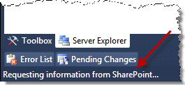 Message from Visual Studio SharePoint development tools in the Visual Studio status bar