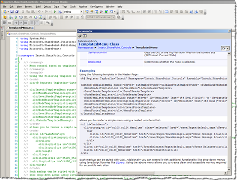 Viewing the XML comments in code using the Documentor plugin for DevExpress