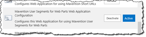 Activating the ‘Mavention User Segments for Web Parts Web Application Configuration’ Feature in Central Administration