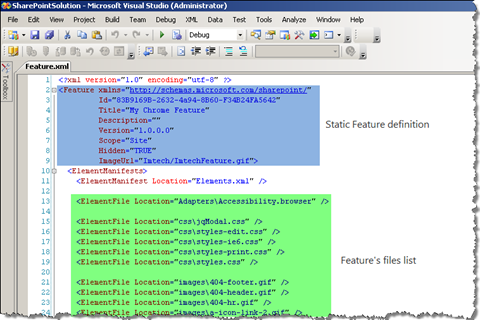 Contents of a typical Feature.xml file