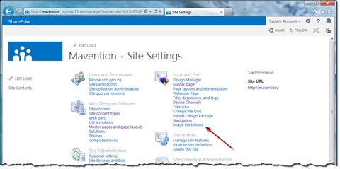 The Image Renditions option highlighted in Site Settings