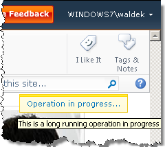 Notification message with a tooltip and a callback function