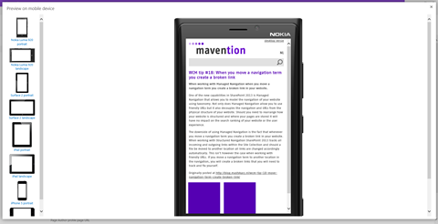 Previewing a draft content item on a mobile device