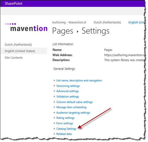 Catalog Settings link highlighted on the Library Settings page