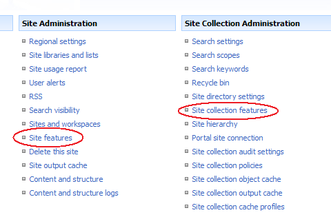 DisplayingFeaturesVersionInTheSite2