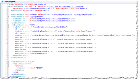 Producing the XML RSS-like output