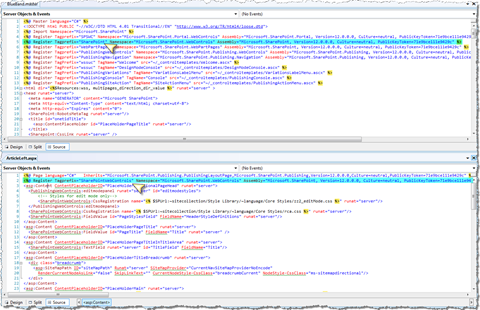 Out of the box Master Pages and Page Layouts using different tag prefixes for the same namespace