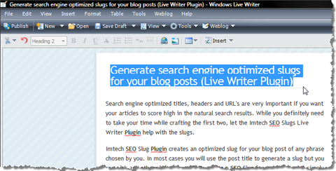 Selecting phrase to create a search engine optimized slug of