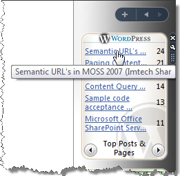 Gadget showing the visitors statistics