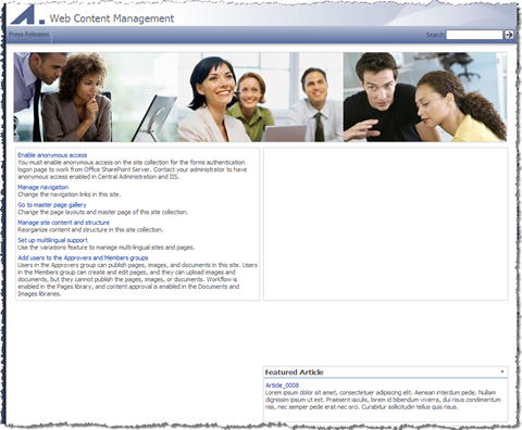 Result: Extended Content Query Web Part displaying a randomly chose page