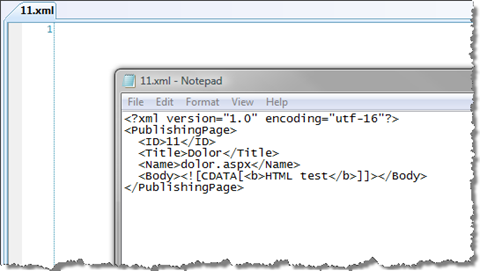 Visual Studio 2008 doesn't display XML files encoded in UTF-16 while the contents are still visible using for example Notepad