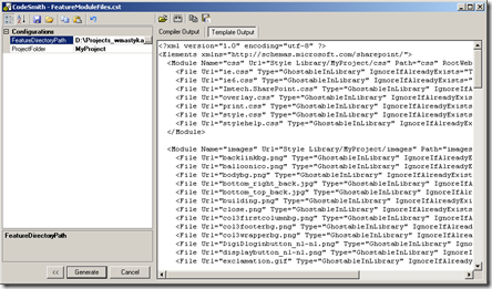 Generating the Feature Element Manifest for a Feature using the FeatureModuleFiles template