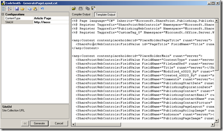 Generating a Page Layout from a Content Type using the GeneratePageLayout template