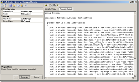 Generating wrapper classes for a Content Type using the GenerateWrapperClass template