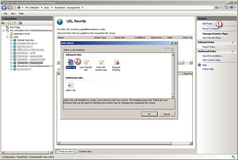 IIS7 URL Rewrite module Add Rule dialog
