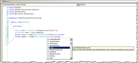 Using the SPBuiltInFieldId class in custom code