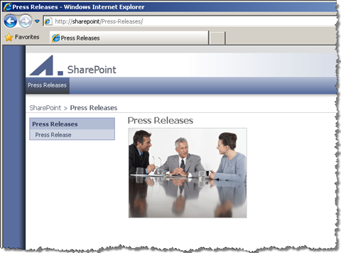 Welcome Page accessed by using the parent site’s URL ending with a slash